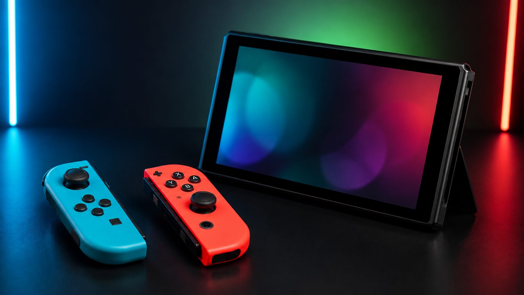 Nintendo Switch mit abgenommenen Joy-Con zur Prüfung von Stick Drift