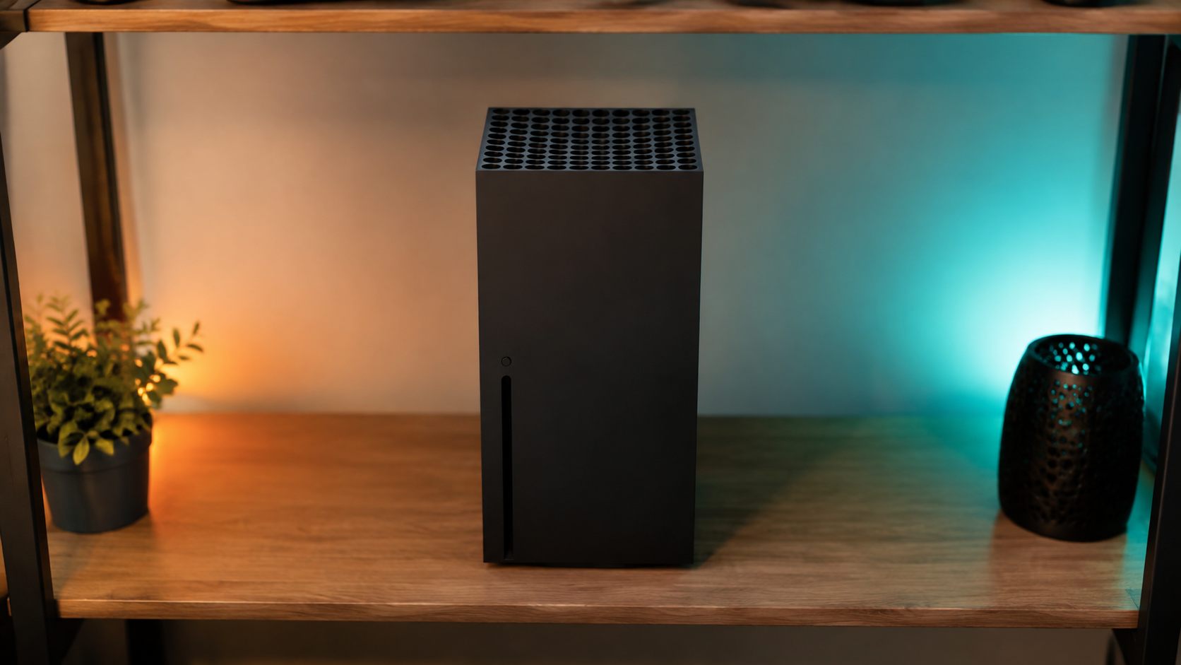 Xbox Series X frei aufgestellt mit sichtbarer Belüftung